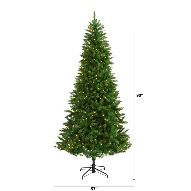 Nearly Natural 7.5-ft Green Valley Fir Artificial Christmas Tree with 500 Clear LED Lights