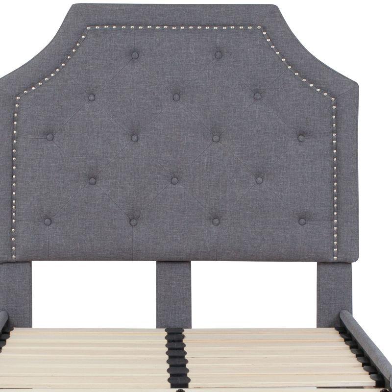 Flash Furniture Brighton Twin Size Tufted Upholstered Platform Bed in Light Gray Fabric