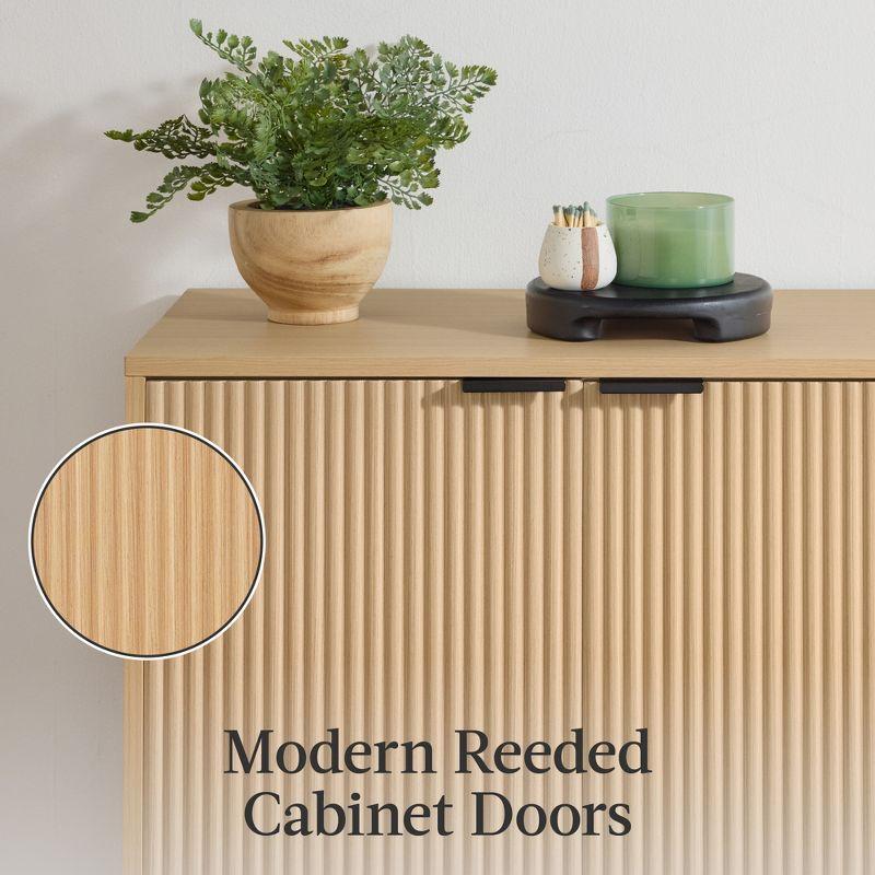 Best Choice Products 4-Door Reeded Storage Cabinet w/ Soft-Close Doors, Multipurpose Accent Furniture - Natural