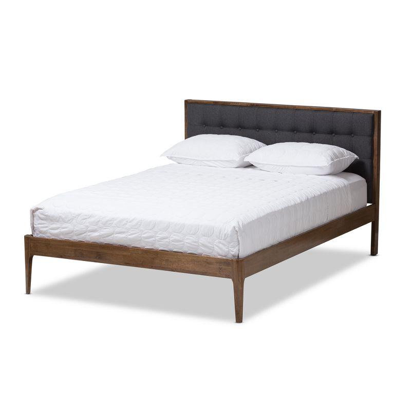 Jupiter Mid Tufted Platform Bed Gray - Baxton Studio
