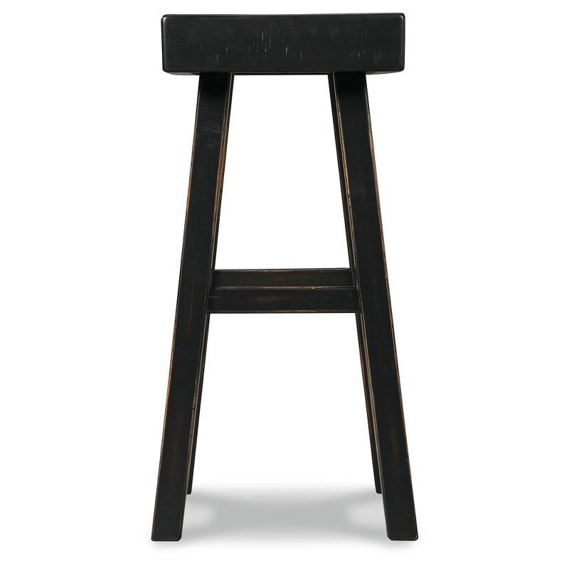 Signature Design by Ashley Glosco Pub Height Wood Saddle Barstool, Set of 2, Black