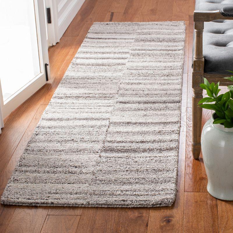 Gray Abstract Handmade Wool Runner Rug