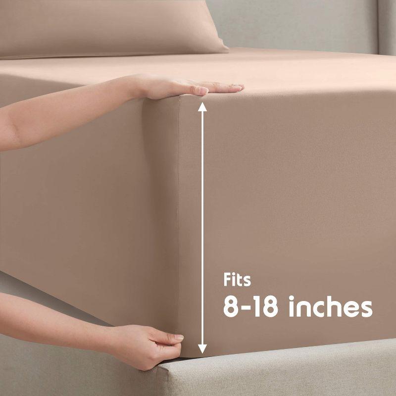 Nestl 4 Piece Queen Bed Sheet Set, Deep Pocket Extra Soft Microfiber Queen Sheets - Taupe Sand