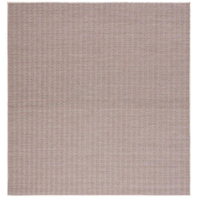 Hampton Square Brown & Ivory Hand-Knotted Wool Blend Area Rug