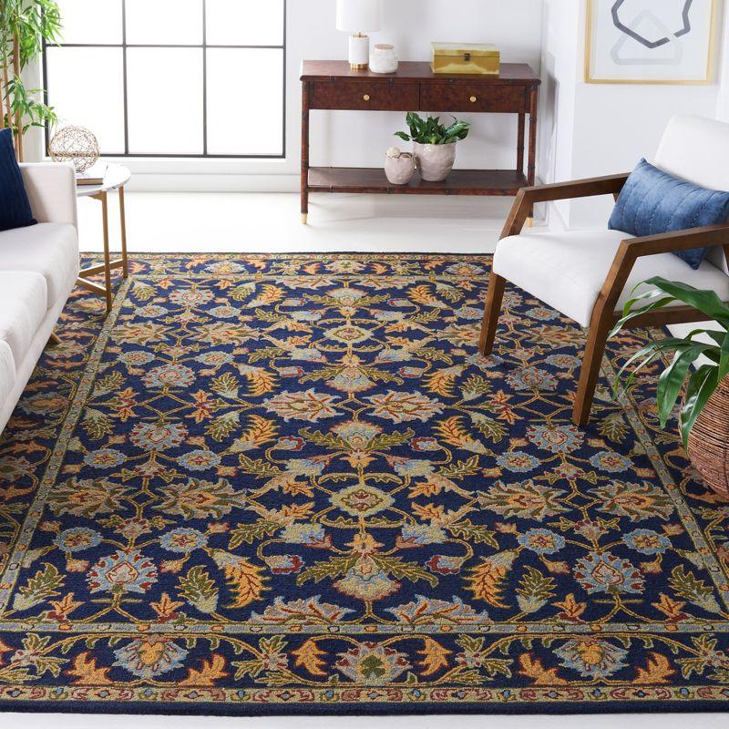 Blossom Navy Blue Handmade Wool 8' x 10' Area Rug