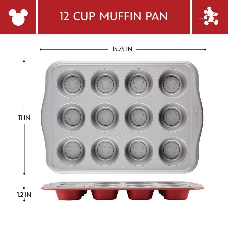 Red Nonstick 12-Cup Mickey Mouse Muffin Pan