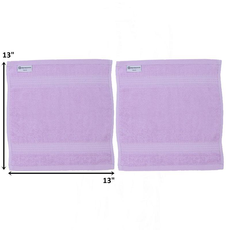 Alpine Swiss 100% Cotton Towel Set 2 Piece Soft and Absorbent 500 GSM Face Towels 13" x 13" Lilac