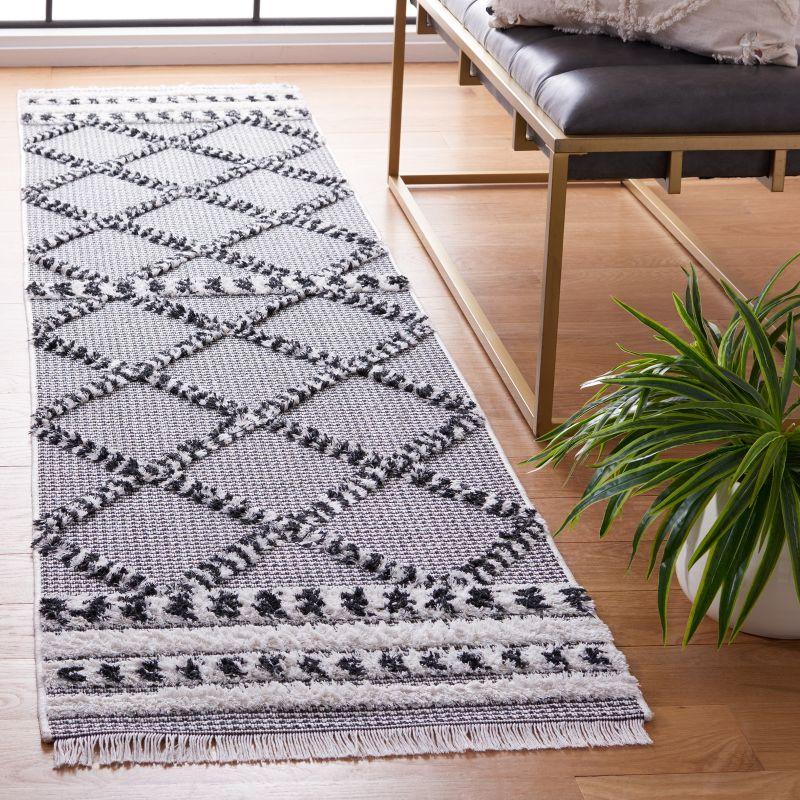 Augustine Black and Ivory Flat Woven Geometric Runner Rug