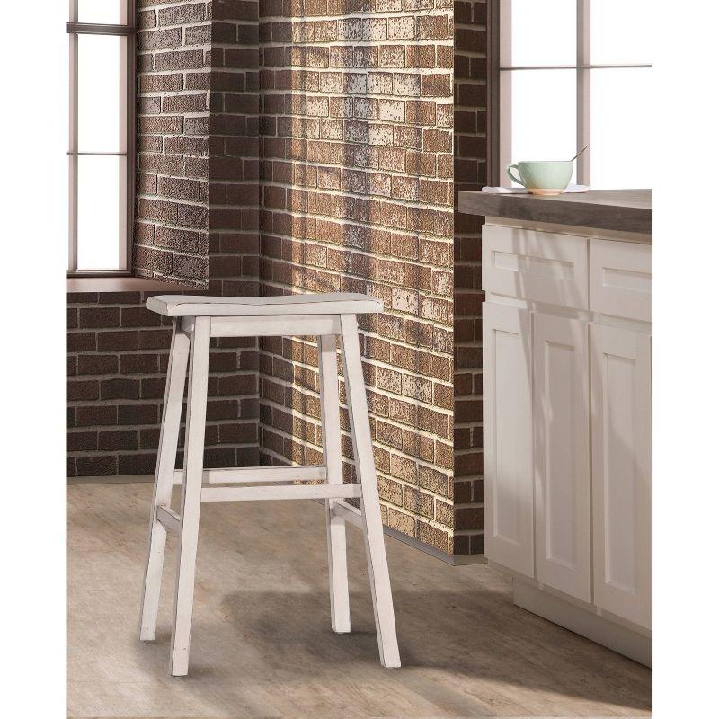 Sea White 24" Backless Saddle Wood Counter Stool