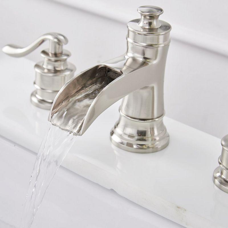 BWE 8 in. Widespread Double Handle Waterfall Bath Faucet With Pop-up Drain Assembly in Spot Resist