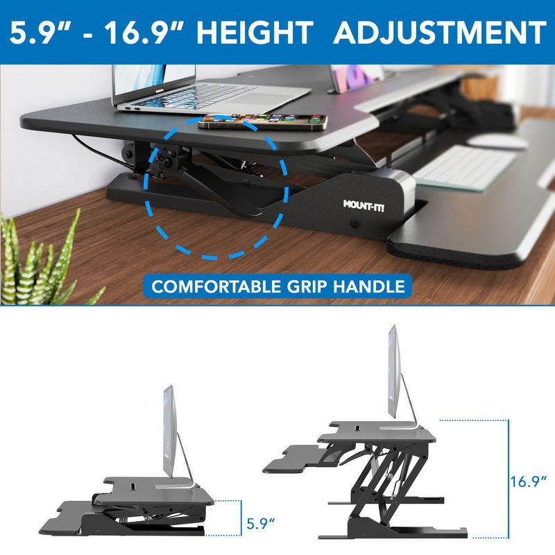 Mount-It! Large Standing Desk Converter with 47" Desktop, Black