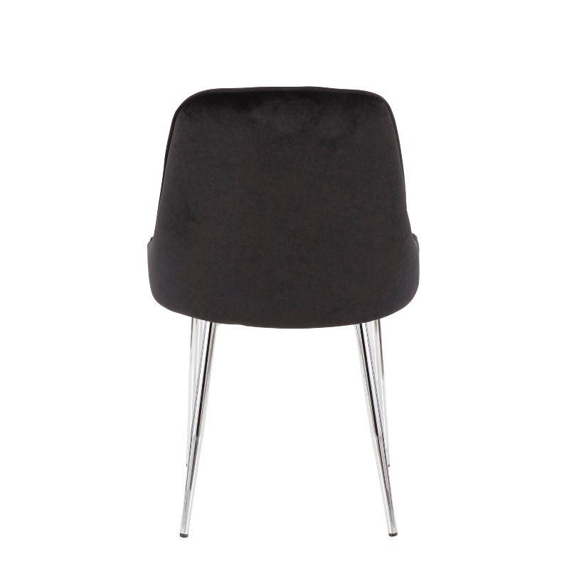 LumiSource Set of 2 Marcel Dining Chairs Black/Chrome: Velvet Upholstery, Metal Legs, No Assembly Required