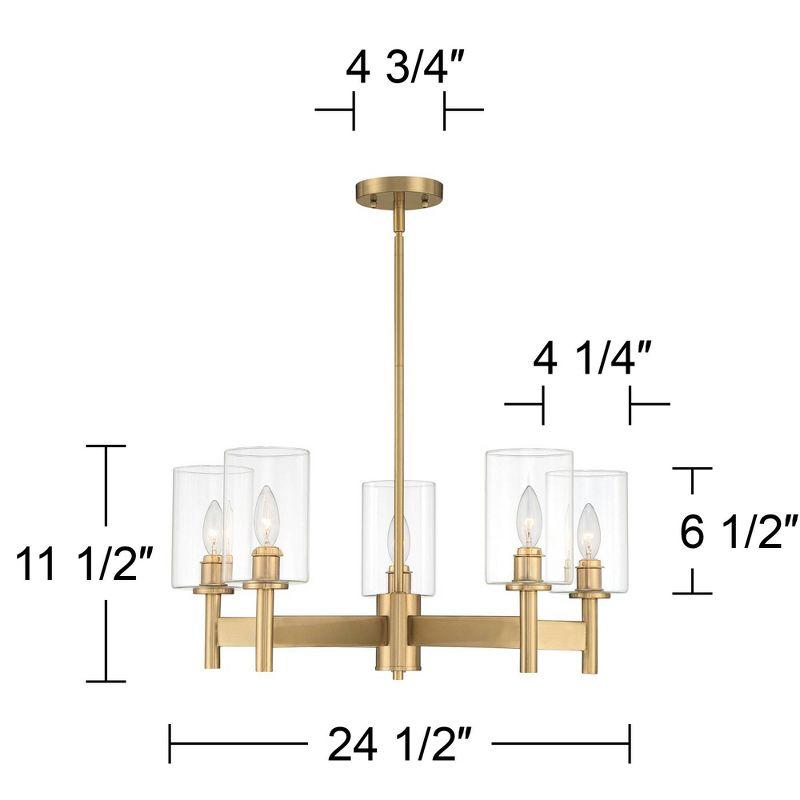 Possini Euro Design Lantico Gold Pendant Chandelier 24 1/2" Wide Modern Clear Glass 5-Light Fixture for Dining Room House Foyer Kitchen Island Bedroom