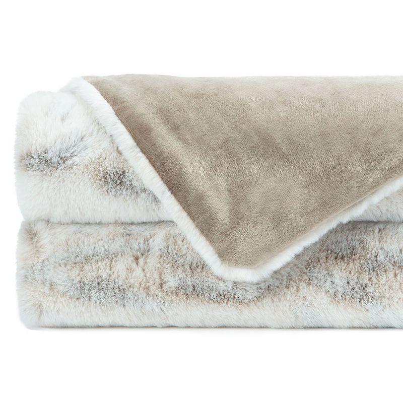 Chanasya Faux Fur Snow Leopard Throw Blanket with Minky Reverse  - 50" x 65”