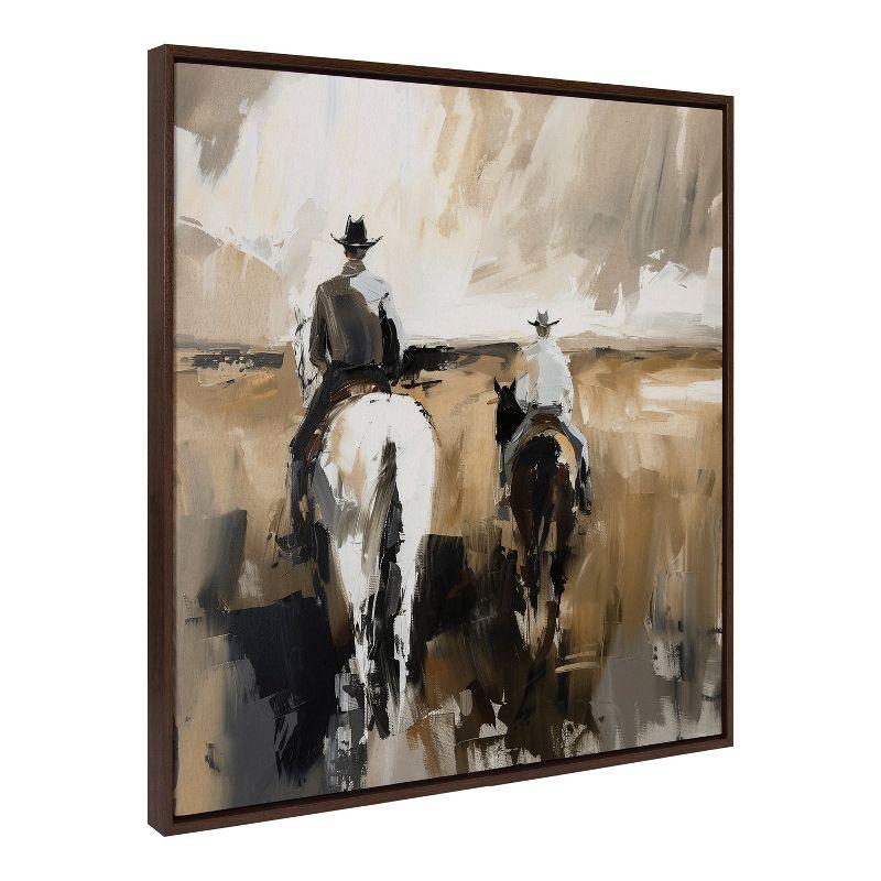 Kate & Laurel All Things Decor 30"x30" Sylvie Cowboy Horseback Neutral 2 Framed Canvas by Creative Bunch Brown