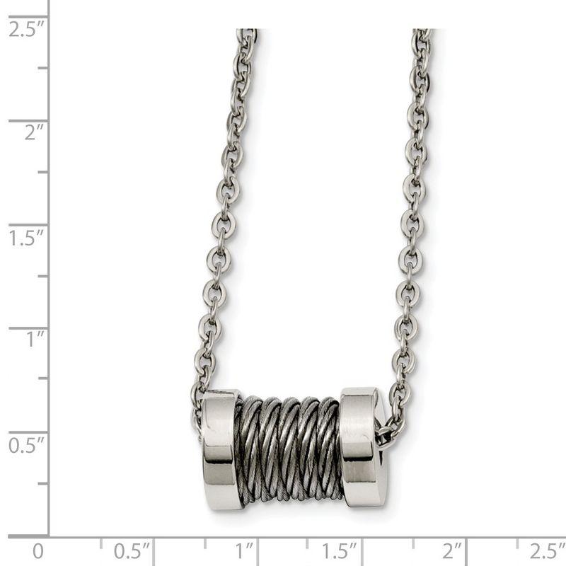 Black Bow Jewelry Stainless Steel Wire Barrel Necklace 24 Inch