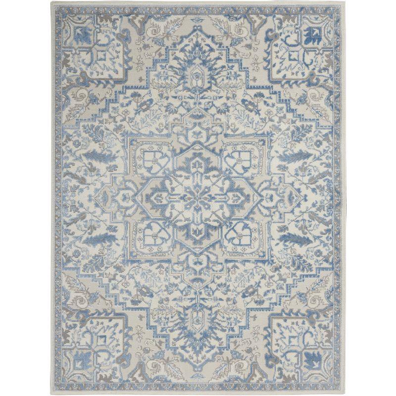Nourison Elation Bohemian Medallion Indoor Rug Ivory Blue 4' x 6'