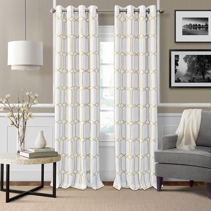 Albesa Geometric Room Darkening Thermal Grommet Single Curtain Panel