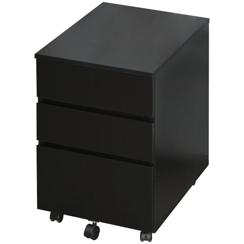 HOMCOM 3 Drawer Storage Cabinet, Mobile Desk Cabinet Under Desk with Wheels, Printer Stand for Home Office