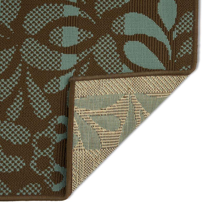 5' x 8' Henley Floral Outdoor Rug Brown/Blue - Christopher Knight Home: Vintage Style, Stain-Resistant, Loomed Polypropylene