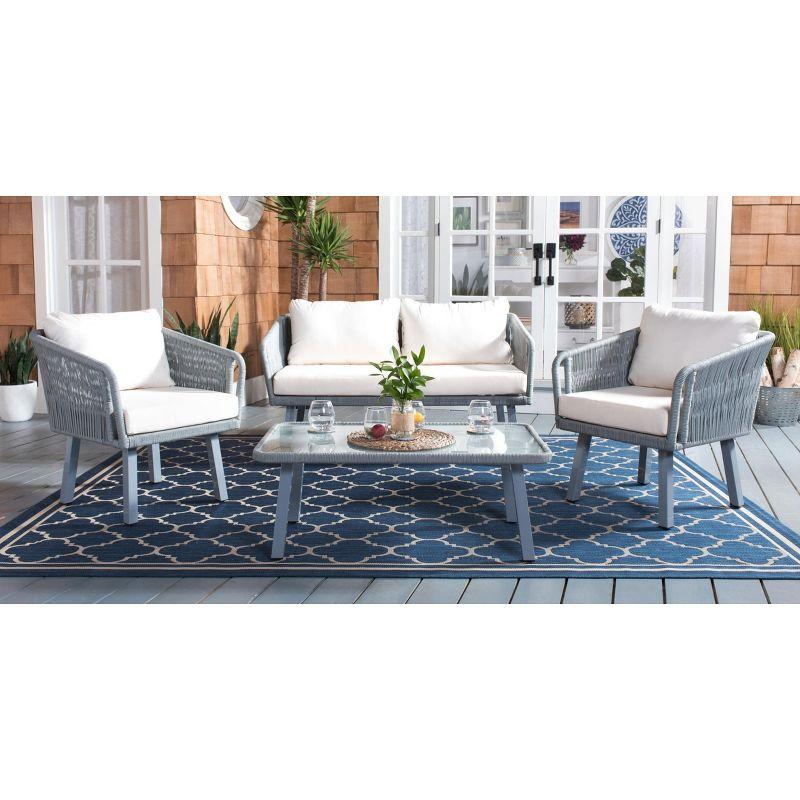 Kerson 4 Piece Rope Living Set - Indoor/Outdoor - PAT7519 - Grey/Beige - Safavieh