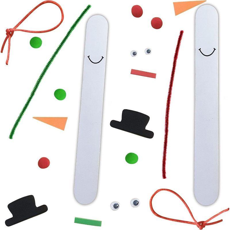 4E's Novelty 12 Pack Christmas Snowman Stick Ornament Craft Kit - Fun DIY Snowman Ornament Kit, Complete Snowman Popsicle Stick Craft for Ages 2-8