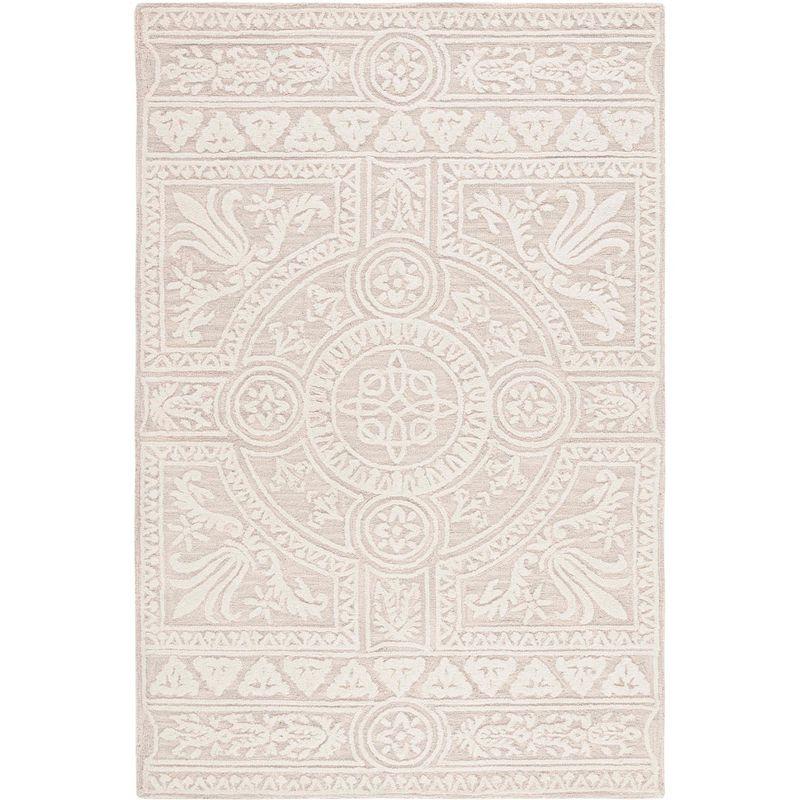 Blossom BLM109 Hand Tufted Indoor Area Rug - Light Grey/Ivory - 5'x8' - Safavieh