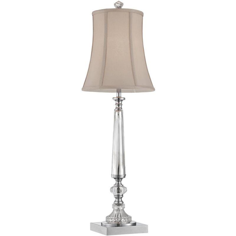 Vienna Full Spectrum Belardo Traditional Buffet Table Lamp 32" Tall Clear Crystal Taupe Bell Shade for Bedroom Living Room Bedside Nightstand Office