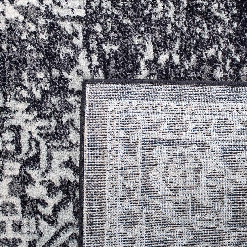 Transitional Black/Grey Synthetic 2'2" x 9' Easy-Care Runner Rug