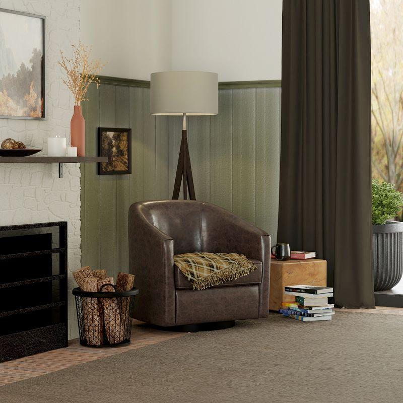 eLuxury Swivel Barrel Chair, Dark Chocolate