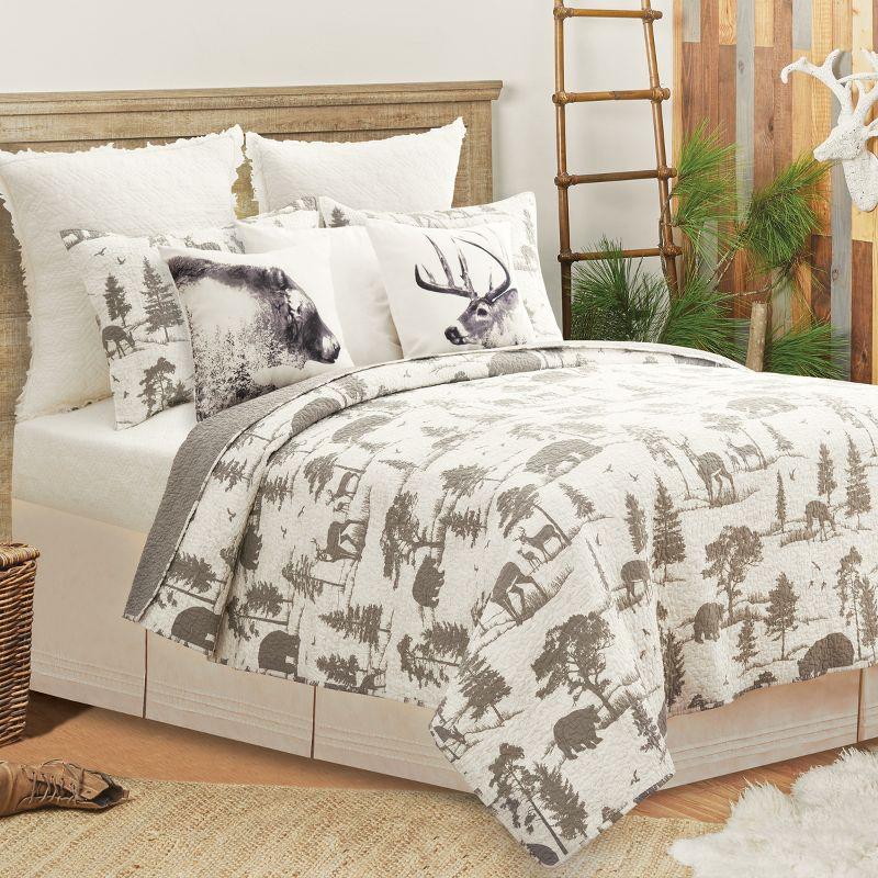 Hillside Royal Gray Cotton Reversible King Quilt Set