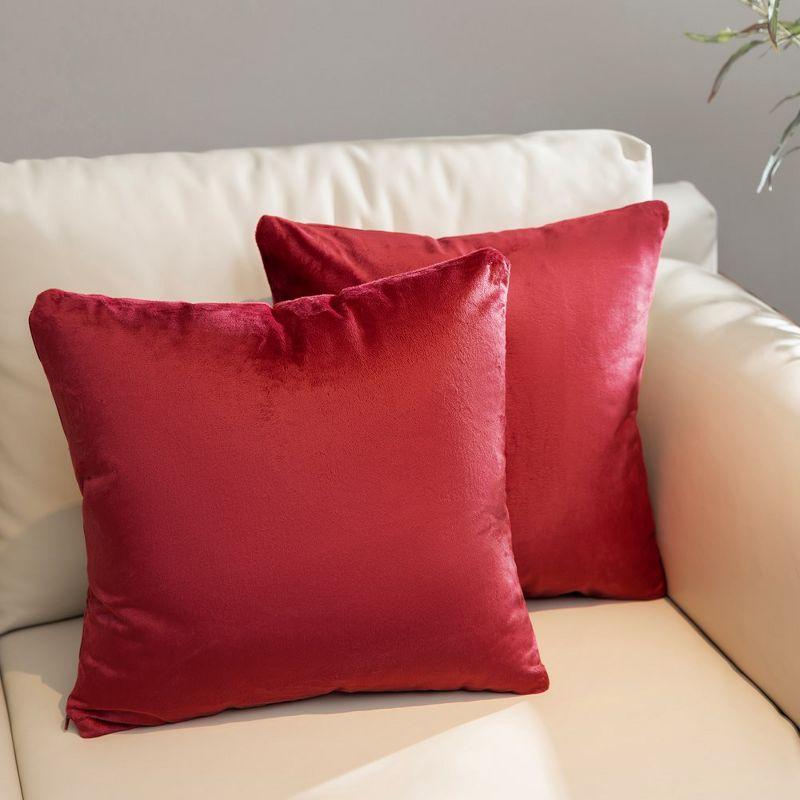 Maroon Velour Decorative Throw Pillows Set of 2