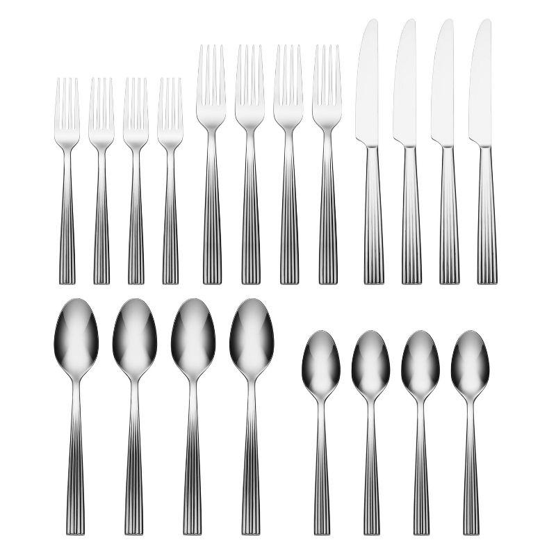 Kennedy 20-Piece Ribbed Stainless Steel Flatware Set