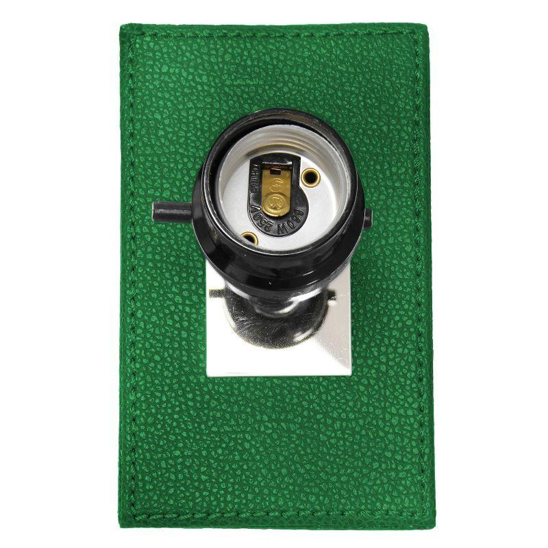 21" Lexington Leather Base Modern Home Decor Bedside Table Lamp with USB Charging Port and Fabric Shade Green/White - Lalia Home: No Assembly