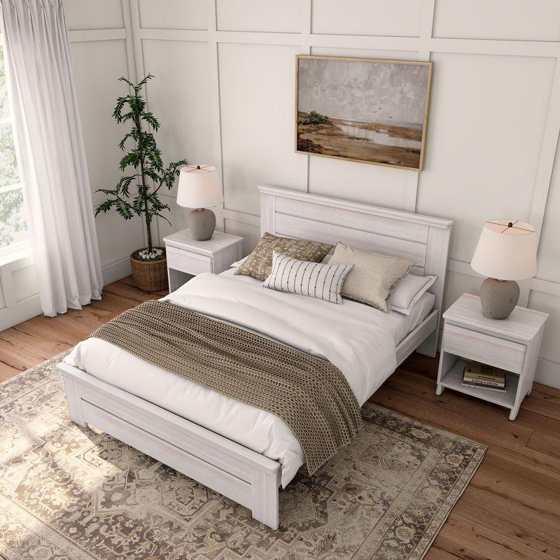 Rustic Pine Queen Platform Bed with Wood Headboard