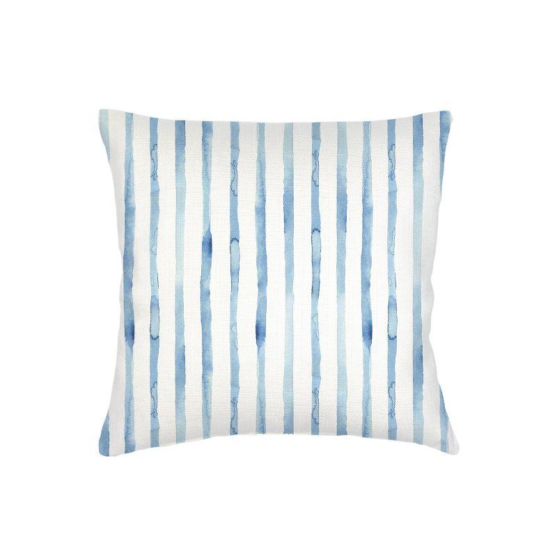 Riviera Blue and White Striped Linen Throw Pillow 20x20