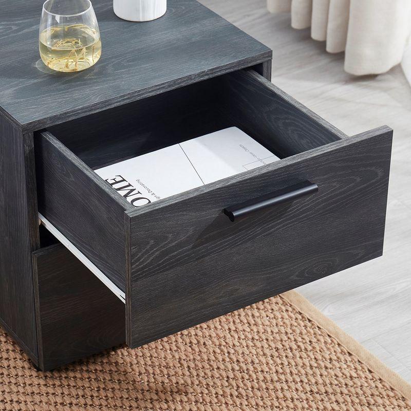 Bryt 2 Drawer Nightstand Bedside Table, Sleek  Wood End Table