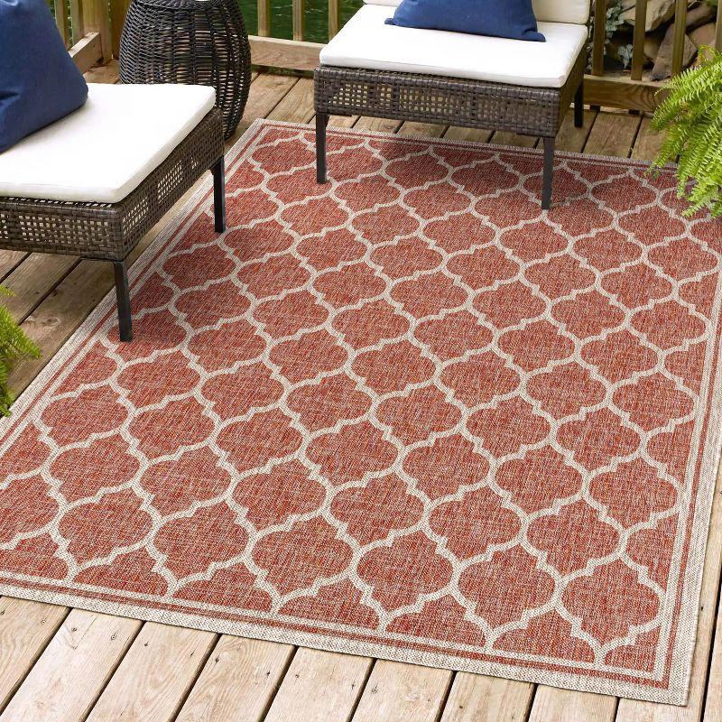 Trebol Moroccan Trellis Textured Weave Indoor/Outdoor Area Rug - JONATHAN Y