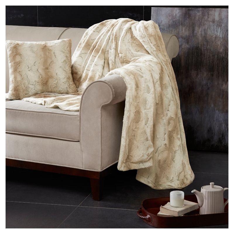 Madison Park Faux Fur Striped Throw Pillow