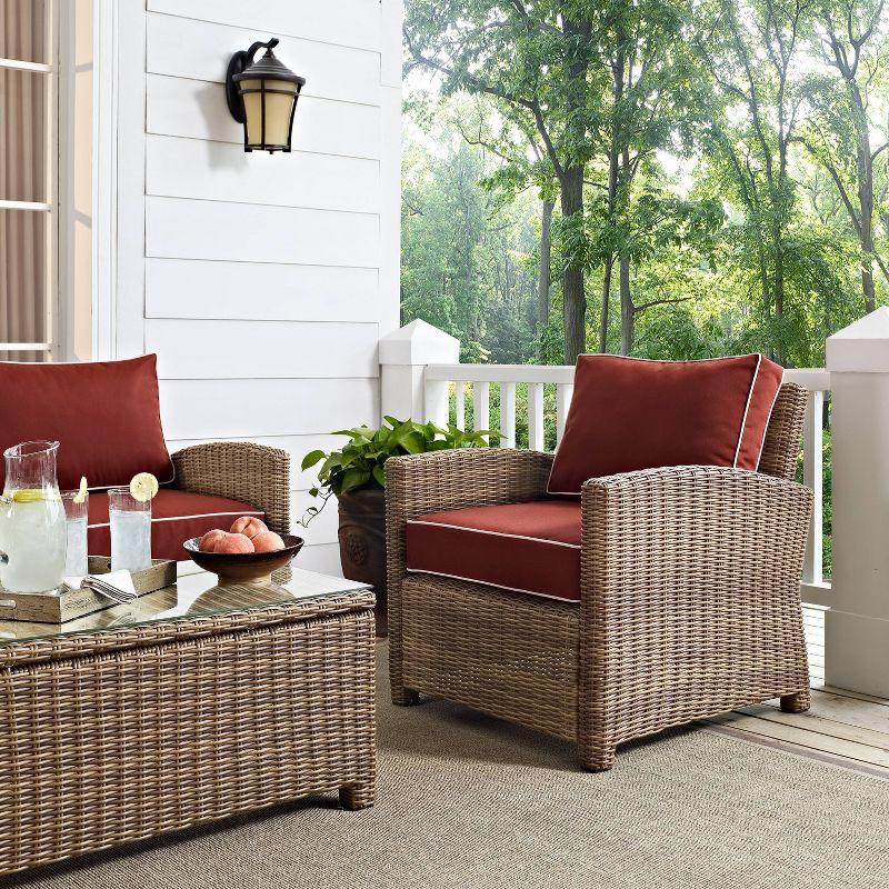 Bradenton Outdoor Wicker Armchair with Red Cushions