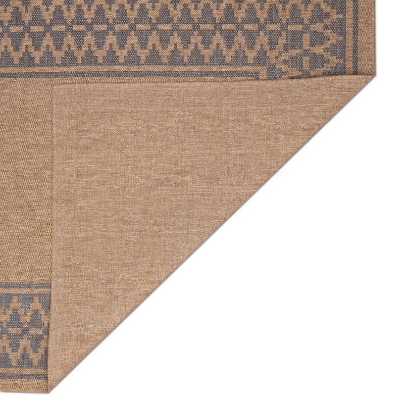 Navy and Beige Diamond Border Indoor/Outdoor Rug