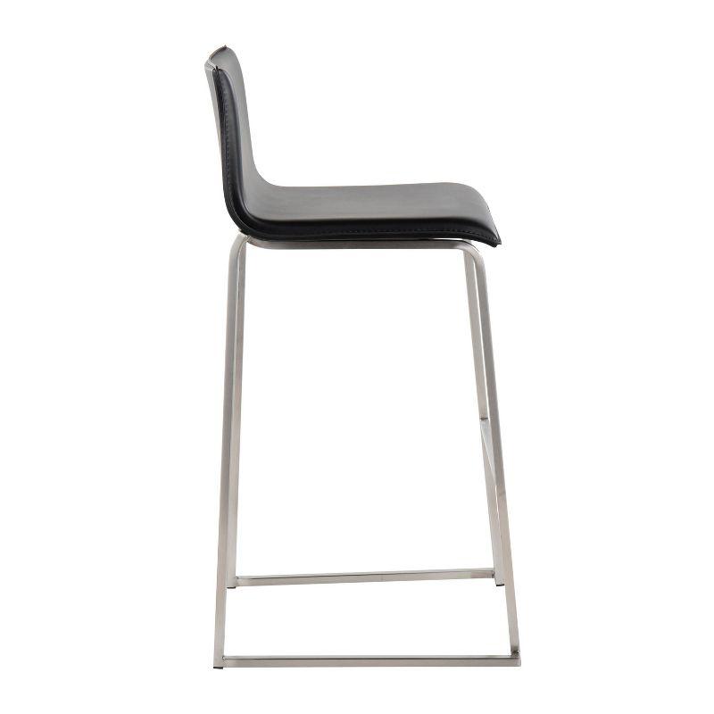 Set of 2 Mara Upholstered Barstools Stainless Steel Black - Lumisource: Kitchen Counter Seating with Footrest