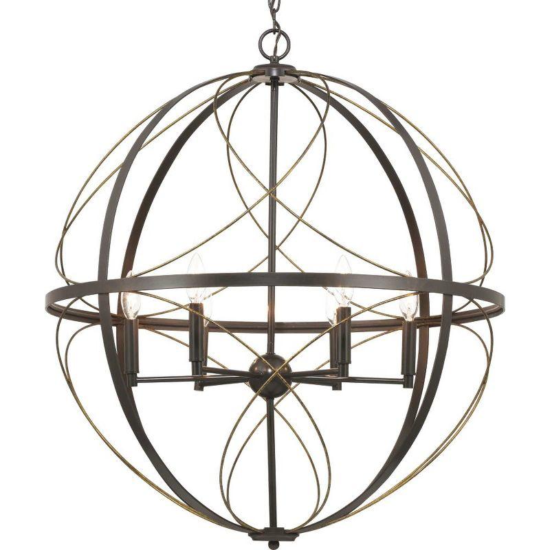 Brandywine Antique Bronze 6-Light Pendant with Hand Gilded Accents