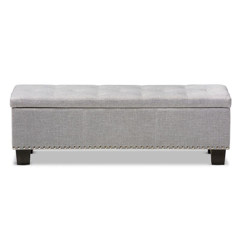 Hannah Modern and Contemporary Fabric Upholstered Button - Tufting Storage Ottoman Bench - Grayish Beige - Baxton Studio