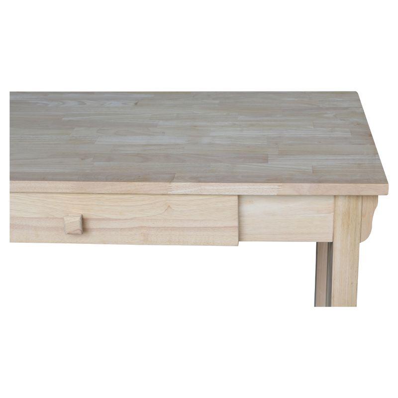International Concepts Mission Desk with Drawer Unfinished: Mid-Century Modern Hardwood Office Workstation