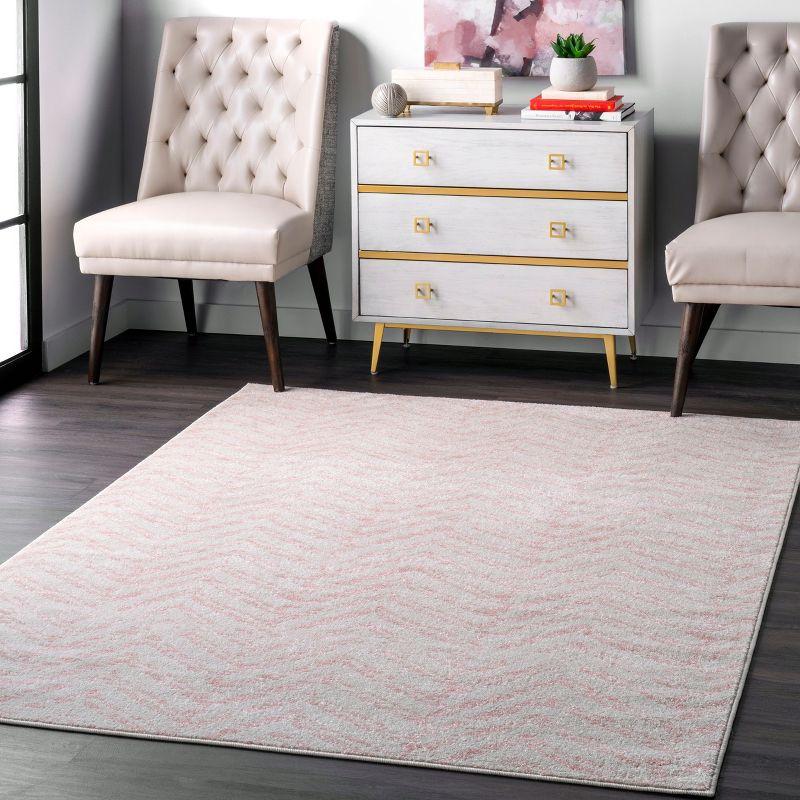 Pink Geometric 5' x 7' Synthetic Easy Care Area Rug