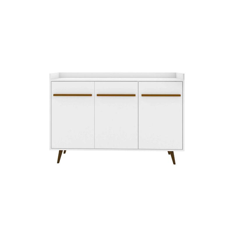 Bradley White Mid-Century Modern Buffet Stand with Shelves