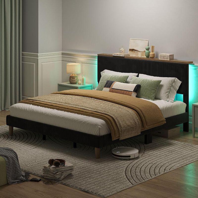 Bestier Queen Size Bed Frame with Headboard Black