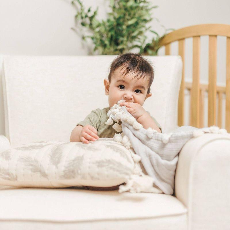 Moonstone Cotton Muslin Baby Blanket with Fringe Trim