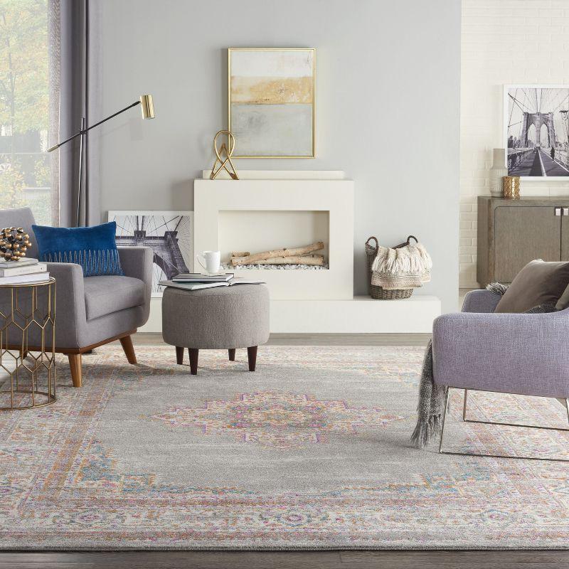 Nourison Passion Medallion Bohemian Indoor Rug Grey 12' x 15'